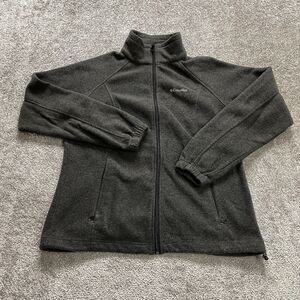 Columbia Active Jacket Mens Large Dark Gray Fleece Full Zip Logo Hiking Outdoor